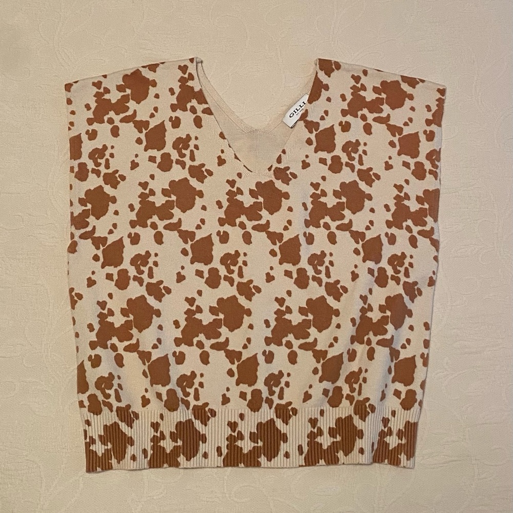 GILLI Brown and Cream Sleeveless Sweater Vest